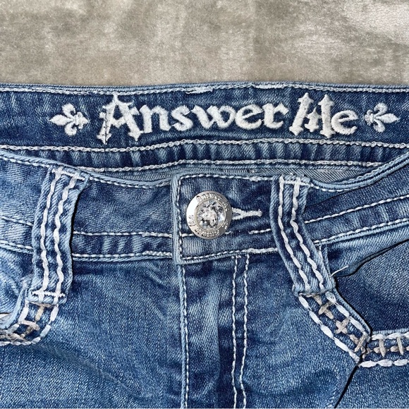Answer Me Embellished Bootcut Jeans Size 1 Rhinestone Pocket Blue Denim (25) - Picture 5 of 8